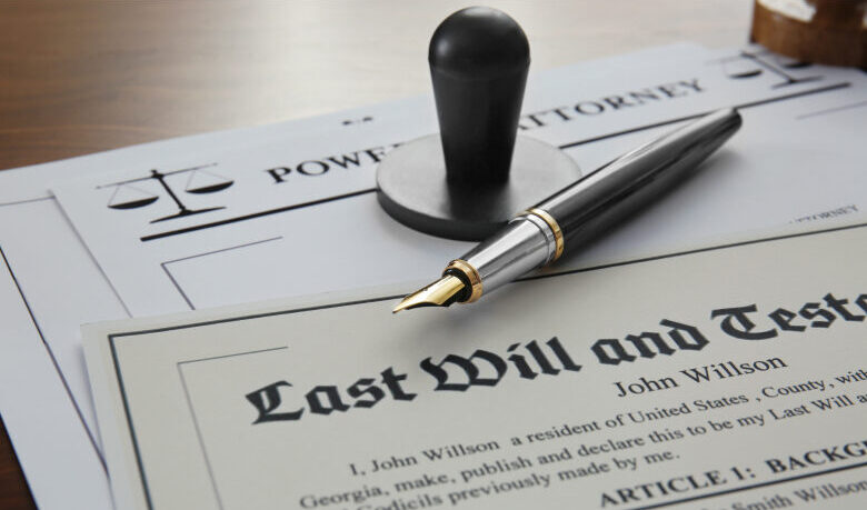 a last will and testament on a desk